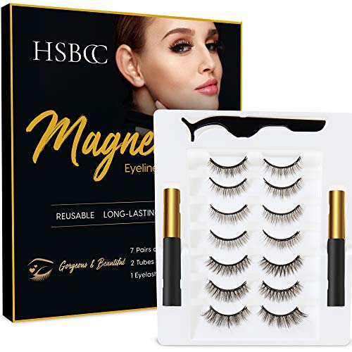Upgraded 7 Pairs Eyelashes Kit With Double Eyeliner , Reusable