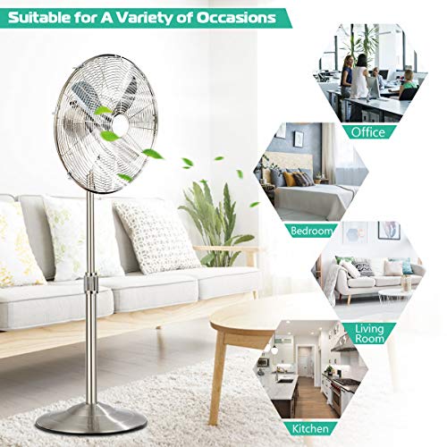 Tangkula 18Inch Metal Pedestal Fan, Industrial Metal Standing Fan w