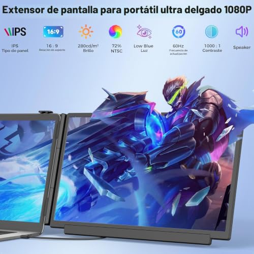 siaviala 15.6" Laptop Screen Extender IPS 1080P FHD Portable Monitor Dual Screen Laptop Screen 13 to 17" Plug & Play for Windows/Mac/Android/Switch/PS5