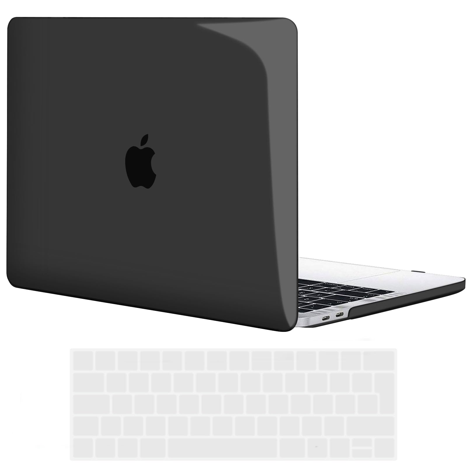 TECOOL Hülle Kompatibel mit MacBook Pro 15 Zoll 2019 2018 2017 2016 mit Touch Bar (A1990 A1707), Ultradünne Schutzhülle Hartschale Case mit Tastaturschutz (EU Layout), Kristall Schwarz