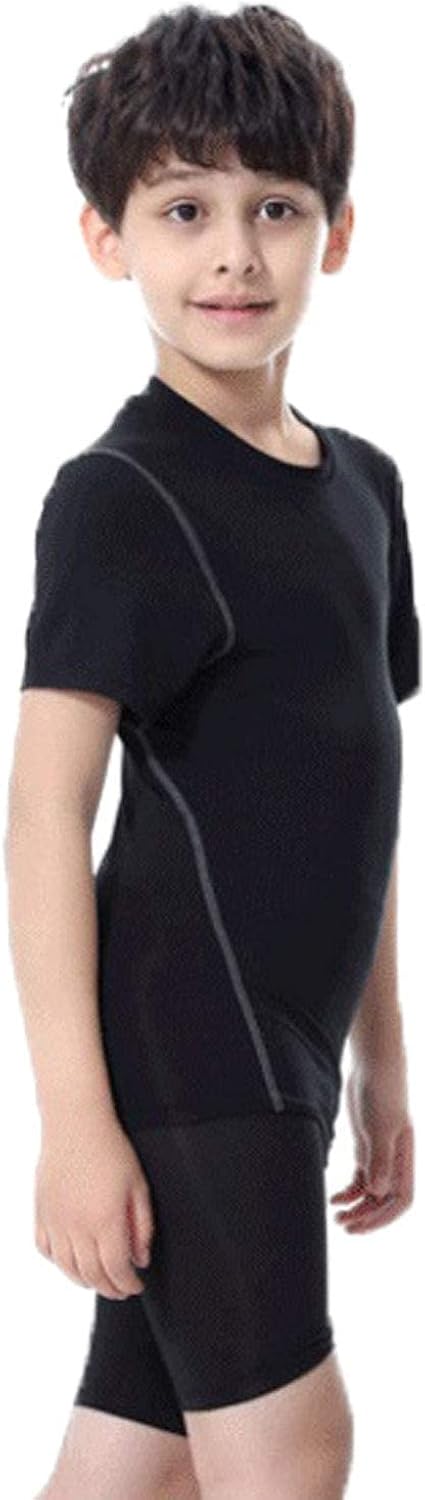 LANBAOSI Kids Boy's Compression Shirts Child's Quick Dry Sports Undershirts Short Sleeve Base Layer Tee Tops: Clothing