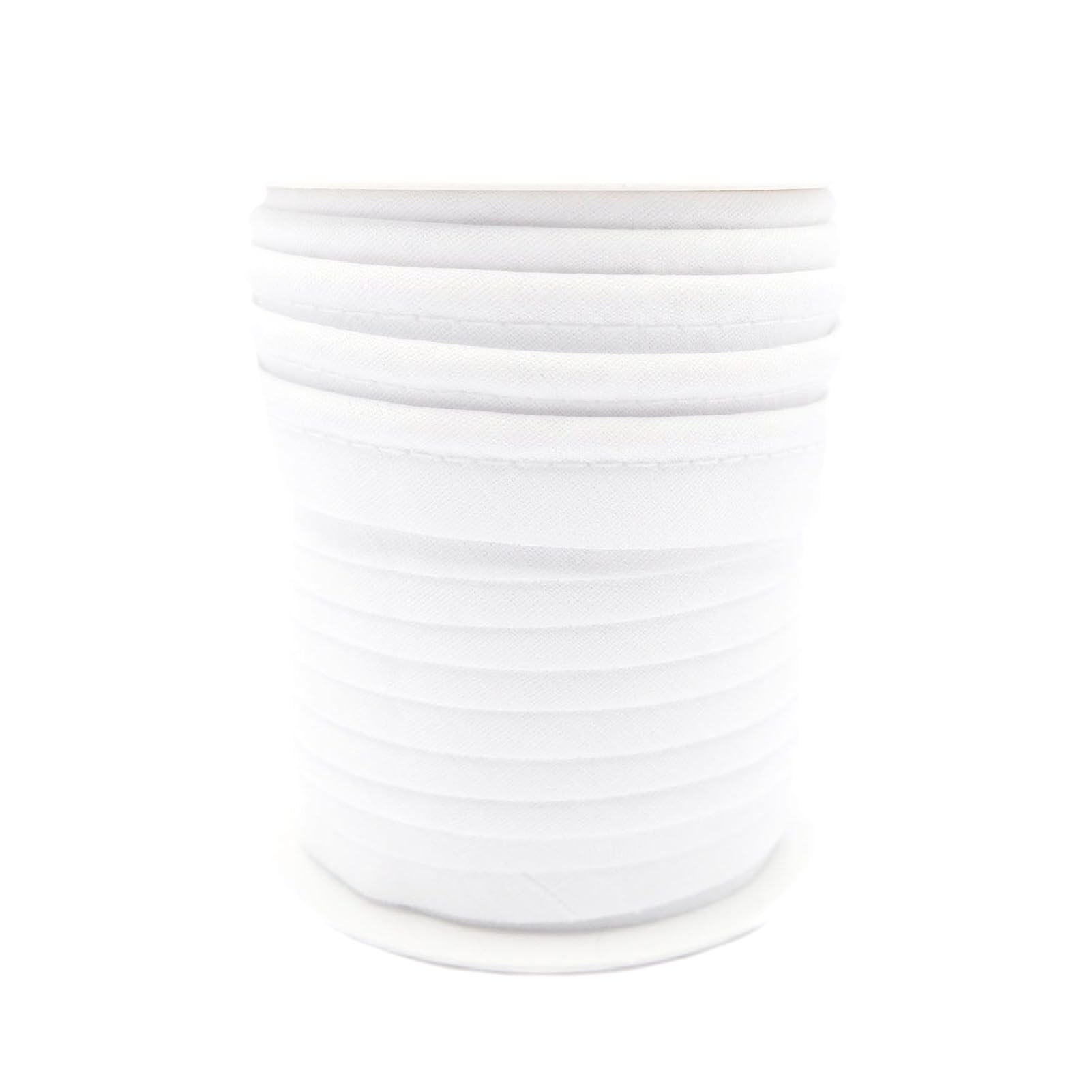 TEXTEX = Piping for Sewing, Decoration, and Crafts. Composition 50% Cotton and 50% Polyester. Total Width of 15mm, Cord of 5mm, and Flap of 10mm. 10 Meter Reel - (White)
