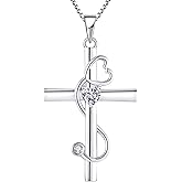 YL Stethoscope Cross Necklace 925 Sterling Silver Doctor Nurse Medical Pendant Birthstone Jewelry for Women