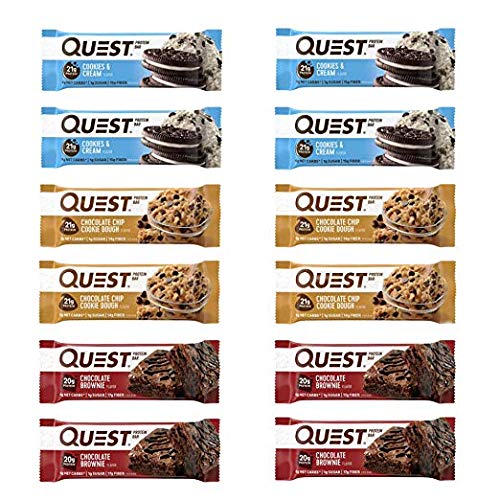 Quest Nutrition Protein Bar Chocolate Lover’s Variety Pack. Low Carb Meal Replacement Bar w/20g+ Protein. High Fiber, Soy-Free, Gluten-Free (24 Count)