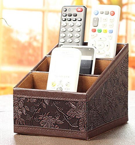 Sixsop PU Leather Remote Control Holder Organizer, Controller TV Guide, Mail, CD Organizer, Caddy, Office, Pens, Pencils, Makeup Brushes, Vanity, Nightstand, Holder