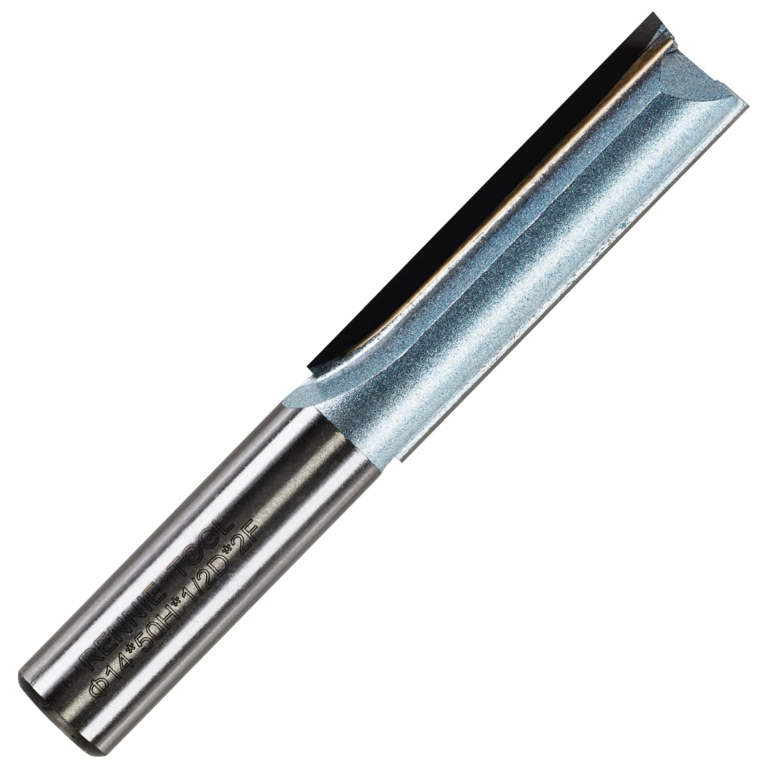 Rennie Tools - 14mm Cutting Diameter x 50mm Flute x 1/2" Shank TCT Tipped 2 Flute Straight Router Cutter Bit. Compatible With Makita Trend Festool Hikoki Dewalt Router Etc. 14mm Router Bit