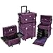 Seya 2 in 1 Professional Makeup Artist Rolling Makeup Train Case Cosmetic Organizer Soft Trolley w/ Storage Drawers & Upgraded Metal Buckles - Purple