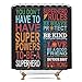Riyidecor Quotes Shower Curtain Educational Positive Inspirational Motivational Rules Superhero Black Kids Bathroom Decor Fabric Panel 72x72 Inch Waterproof Polyester 12 Pack Shower Hooks