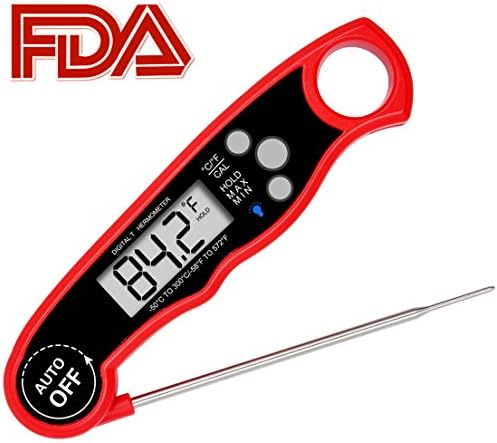 ZenNutt Digital Food Instant Read Meat Thermometer for Cooking with Durable Longer Probe for Kitchen,BBQ,Candy,Milk,Tea,Grill,Smokers (Red-B)