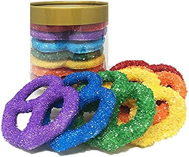 Rainbow Colored White Chocolate Covered Pretzel Twists Low Tube box,7 count
