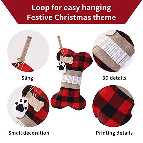 Yostyle Pet Dog Christmas Stockings Set of 3,Buffalo Plaid 18\