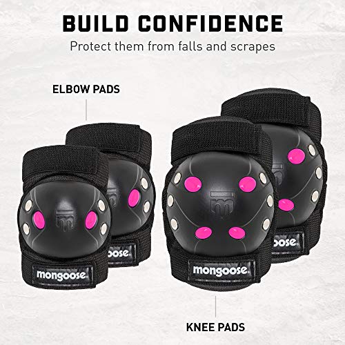 Mongoose Youth BMX Bike Gel Knee and Elbow Pad Set, MultiSport