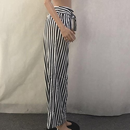 Pervobs Women Pants, Clearance! Women Casual Striped High Waist Harem Pants Loose Bandage Elastic Waist Pants (L, Black)