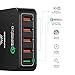 Quick Charge 2.0 Desktop Charger, [Qualcomm Certified] KINGCOO 40W 5-Port USB Charger Desktop Charging Station Wall Charger USB Power Adapter (Quick Charge 5V/2.4A 9V/2A 12V/1.5A) - Black