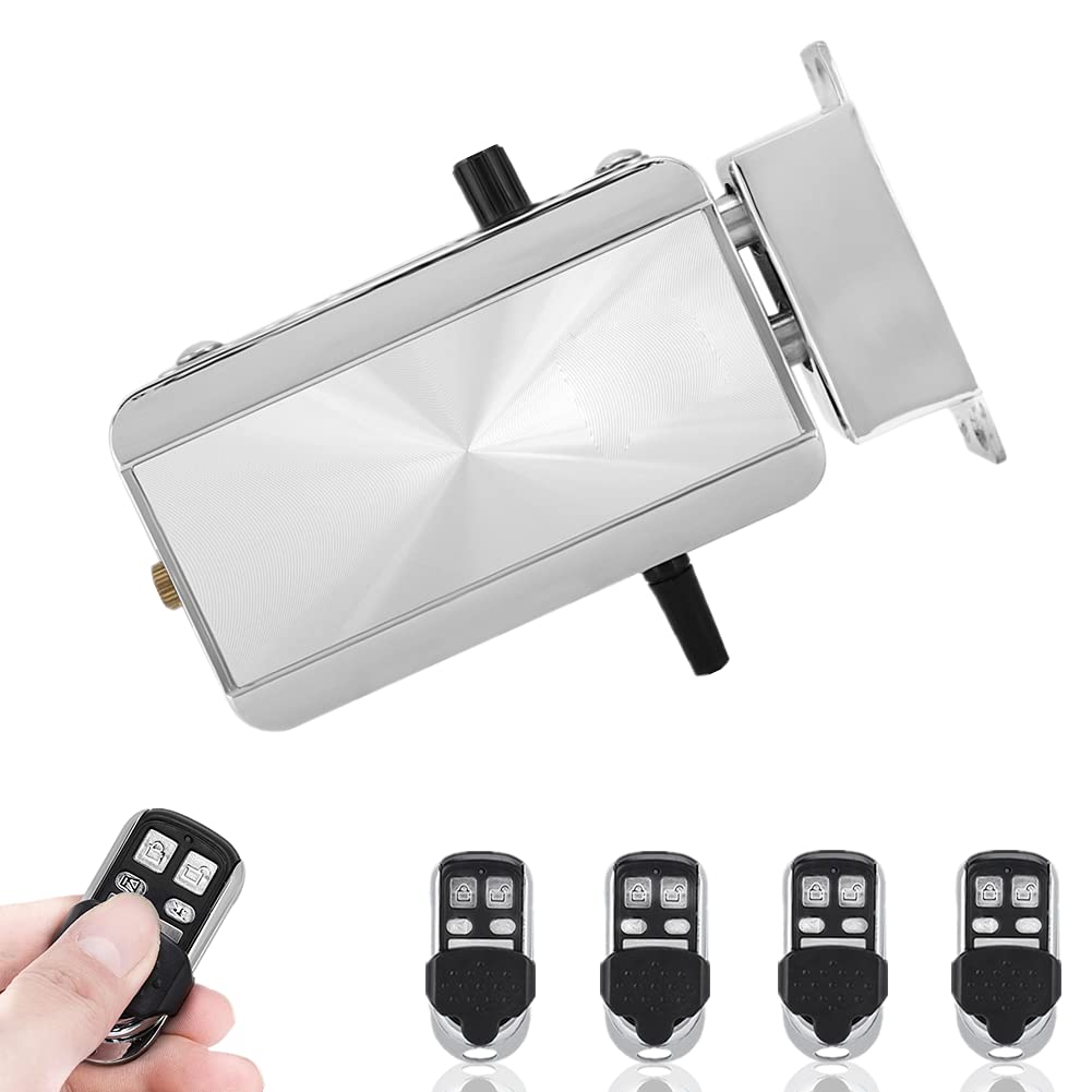 Remote Control Door Lock Kit, Smart Wireless Anti-Theft Home Security Keyless Entry Deadbolt Access Control System, Intelligent Concealed Electronic Lock with Four Remote