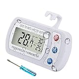 Refrigerator Thermometer, Precision Digital Waterproof Freezer Room Fridge Thermometer,Max/Min Recorder Function with Large Clear LCD Display,Perfect for Home Kitchen Restaurant Bars Cafes (1, white)