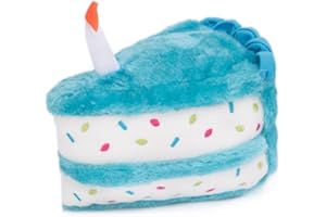 ZippyPaws Birthday Gifts for Dogs - Blue Birthday Cake Slice, Plush Squeaky Dog Toy, Dog Birthday Party Supplies for Boys & Girls