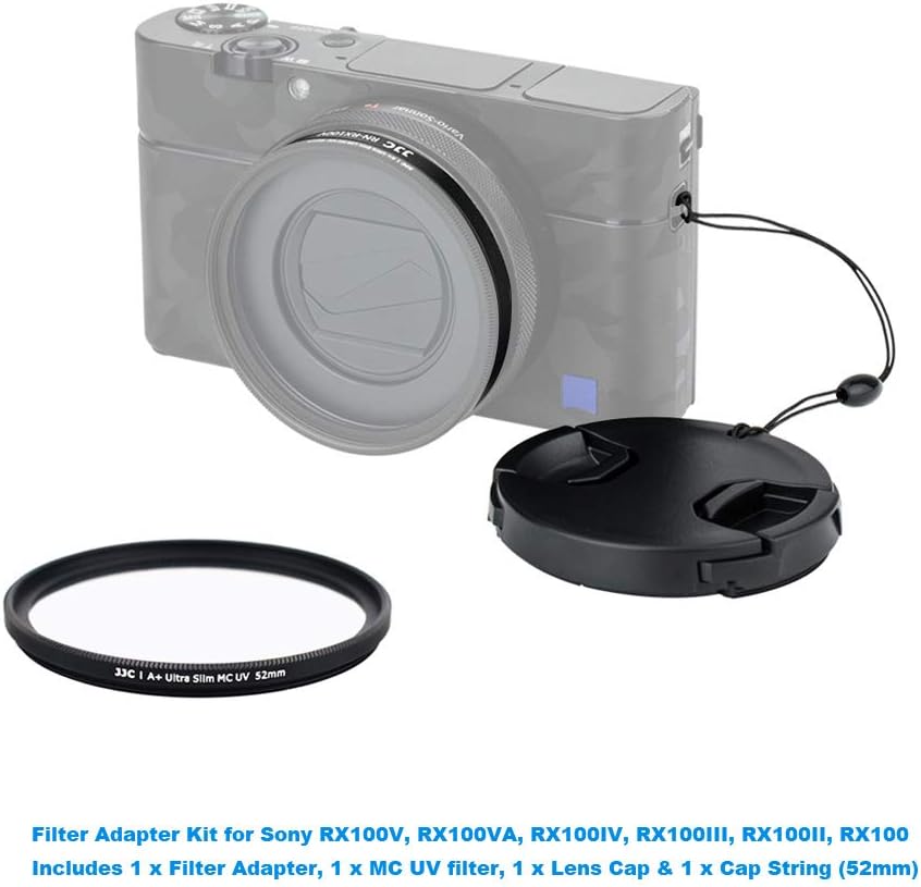 JJC 4-Piece Lens Kit for Sony RX100VA RX100V RX100IV RX100III RX100II RX100, includes 52mm Filter Adapter, UV Filter - Image 3