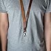 Genuine Leather Neck Lanyard, RetroLeo Leather Key Chain Holder, ID Badge Holder (LL001--Brown)