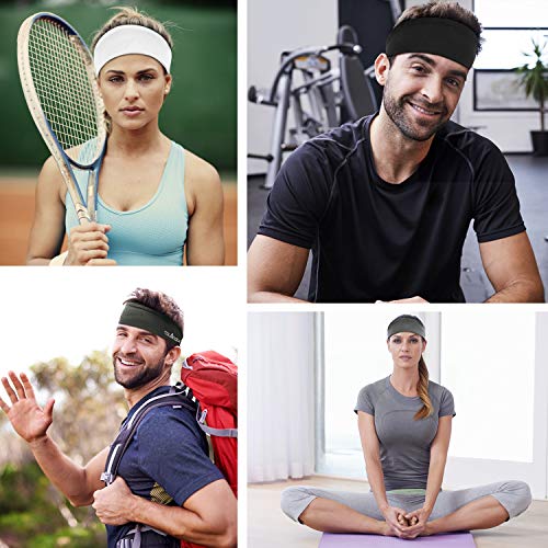 Tolaccea Sports Headband for Men and Women Double Layer 4 Packs Unisex Sweatband for Workout Exercise Gym Cycling Football Tennis Baseball & Yoga Unisex Hairband Stretchy Moisture Wicking Cool