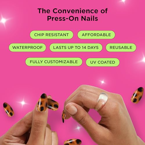 PaintLab Press-On Nails Manicure Kit, 999 Aura Almond, 24-Piece Set, Long-Lasting Fake Nails with Glue, File, Prep Pad & Cuticle Stick - Image 4