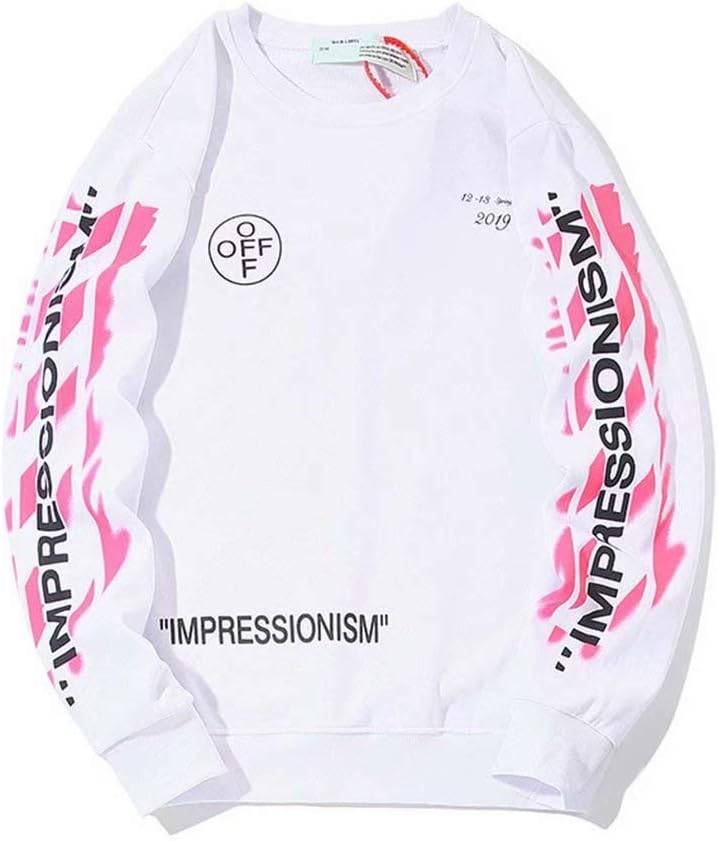 Sawyue Off Men's Sweatshirt OW White Women Couples Long Sleeve T-Shirt Sweater Fashion Hoodies(Order One Size Up)