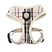 Puppia Junior Over-The-Head Dog Harness Checkered Pattern No Choke No Pull Adjustable Chest Belt Walking Training for Small and Medium Dog, Beige, X-Large