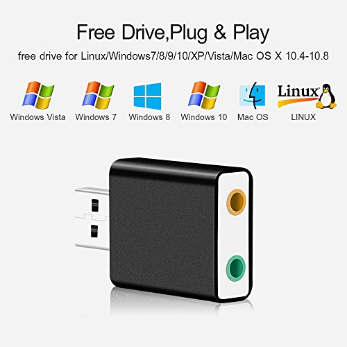image for Auswaur Aluminum USB External Stereo Sound Adapter, USB Audio Adapter 