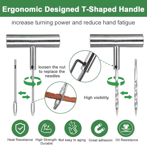 Tire Repair Kit 58pcs, Universal Tyre Patch Repair Kit Quick Fix Puncture Plug Flat Patch Heavy Duty Tire Plug Tool Professional Tyre Repair Emergency Set for Bicycle Car Motorcycle Truck Tractor Jeep