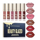 Long Lasting Sexy Matte Lip Gloss, Liquid Lipstick Waterproof Moisturizer Professional Lips Balm Makeup, 6PCS