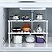 2 Tiers Stainless Steel Multi-functional Kitchen Under Sink Rack Classic Korean-style Organizer Rack, White