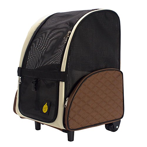 FrontPet Airline Approved Rolling Pet Travel Carrier with Wheels and Backpack Straps, Strong