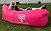 INFLATABLE LOUNGER AIR SOFA HAMMOCK. DURABLE RIPSTOP NYLON. WATERPROOF FLOATS INDOOR OUTDOOR. CAMPING HIKING POOL BEACH PARK BACKYARD. CARRYING BAG 2 POCKETS BOTTLE OPENER STAKE WITH LOOP WARRANTY!