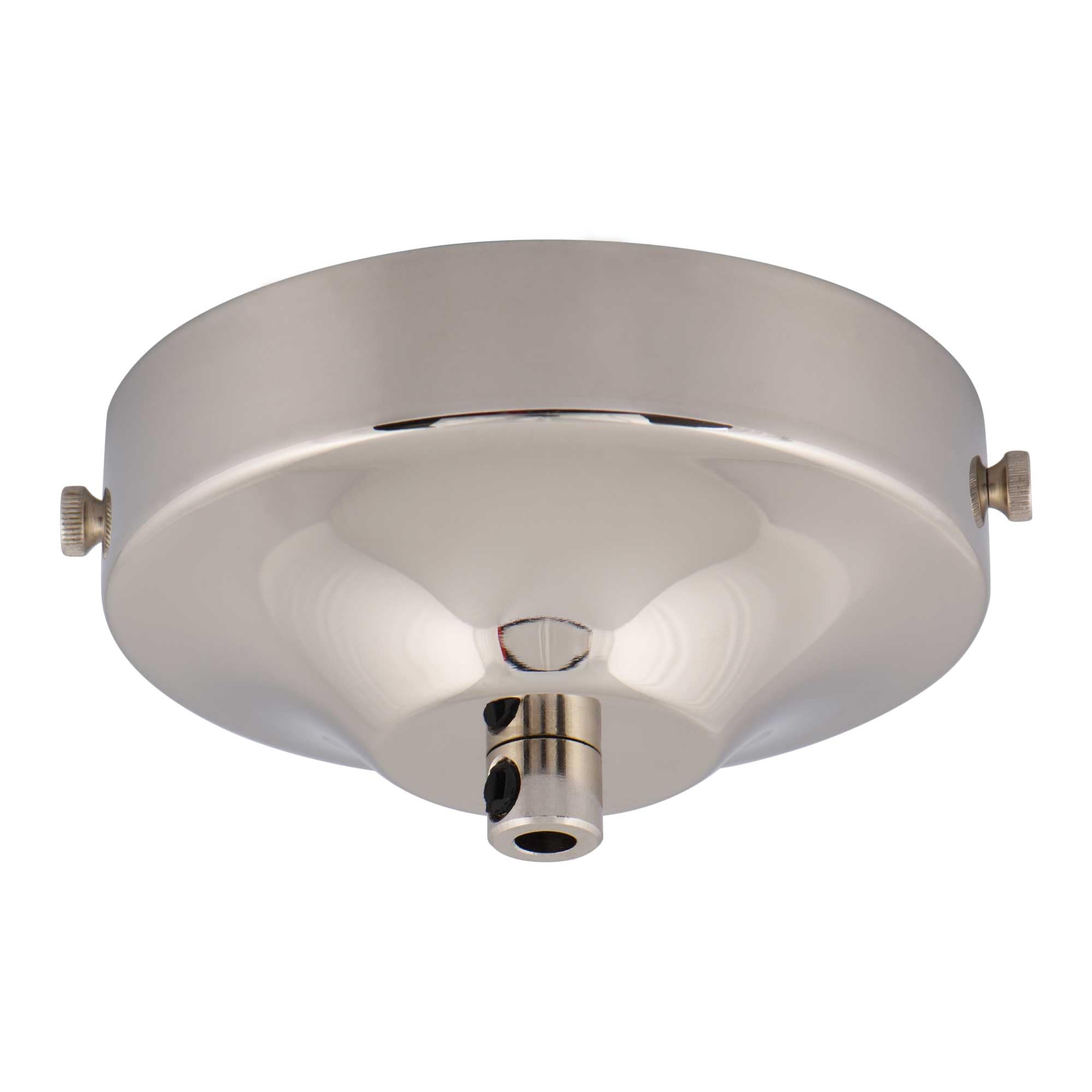 ElekTek 100mm Diameter Curved Ceiling Rose with Strap Bracket and Cord Grip Ideal for Pendant Vintage Filament Bulbs Nickel