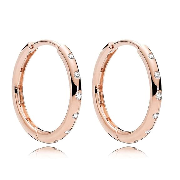 KIWISE Frauen Hoop Ohrringe, 925 Sterling Silber Rose Gold überzogen Ohrringe Mit Zirkonia Simulierter Diamant Modeschmuck Ge