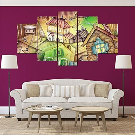 Sykdybz Cartoon Casas Ningun Cuadro Lienzos Pintura Mural De Las