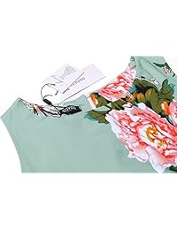 Vestido de fiesta vintage sin mangas con cuello en V retro floral de los años 50 de ACEVOG para mujer