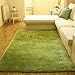 PurFits Super Soft Modern Shag Area Anti-Slip Rugs Living Room Carpet Bedroom Rug for Children Play Solid Home Decorator Floor Rug and Carpets 4- Feet by 5- Feet (Green)