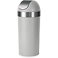 Umbra Venti Kitchen Trash Can with Swing Top Lid, Large 16-Gallon (62 L) Capacity, Grey
