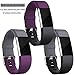 Wepro Bands Replacement Compatible with Fitbit Charge 2 for Women Men Small, 3 Pack Sports Watch Band Strap Wristband Compatible with Fitbit Charge2 HR Fitness Tracker, Black, Plum, Gray