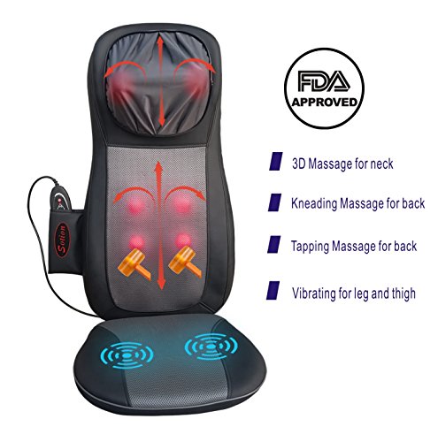 Massage Chair, Back Massager for Chair, Sotion Shiatsu, Kneading, Tapping Massage Seat Pad with Heat and Height Adjustment for Pain and Stress Relief of Neck, Back, Shoulder, Thighs and Hips - Thumbnail 7