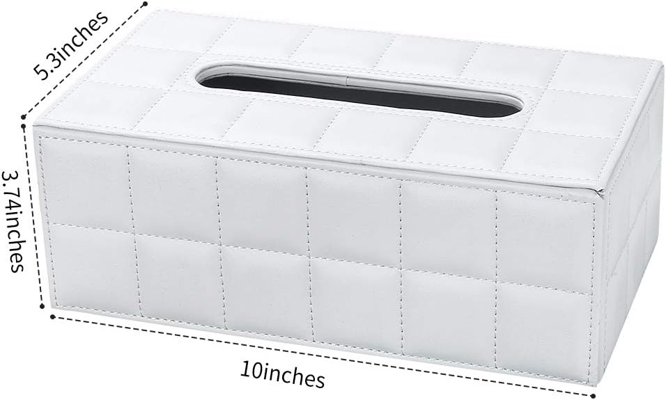 KINGFOM Imitation Suede Leather Rectangle Tissue Box Dispenser Case Napkin Holder Home Office Decoration Car Accessory Colors (white): Home & Kitchen