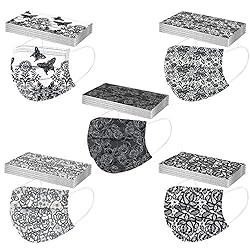 50 Pack Lace Pattern Disposable Face_Masks with 3
