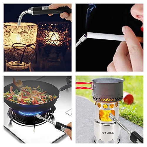 Electric Arc Lighter USB Rechargeable Flameless Windproof Candle Lighter with 360° Extended Flexible Neck for Candle Camping Grilling BBQ Gas Stoves Cigarette and Fireworks, No Spark & Smell - Thumbnail 6