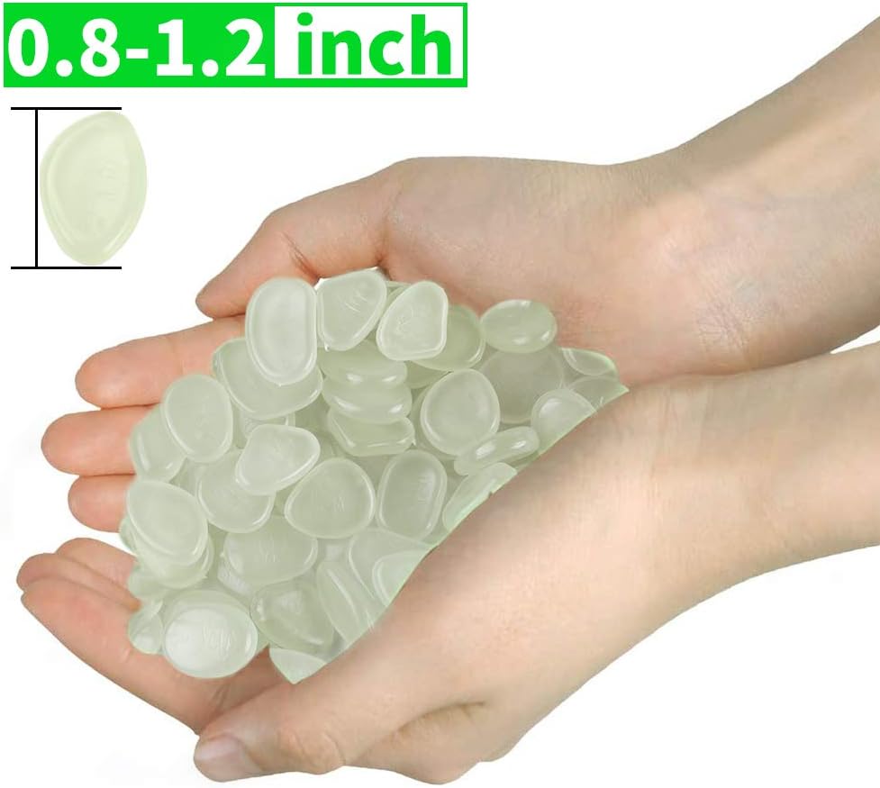 Anothera 1000 pcs Transparent Glowing Green Rocks Glow in The Dark Pebbles Solar Stones Outdoor Garden Lawn Walkway Decorative（Green） : Garden & Outdoor