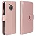 LK Case for Moto E4, [Wrist Strap] Luxury PU Leather Wallet Flip Protective Case Cover with Card Slots & Stand for Motorola Moto E (4th Generation) - Rose Gold