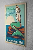 Retro Tin Sign Wall Decor Plate Mermaid Rock Metal Wall Plate 8X12