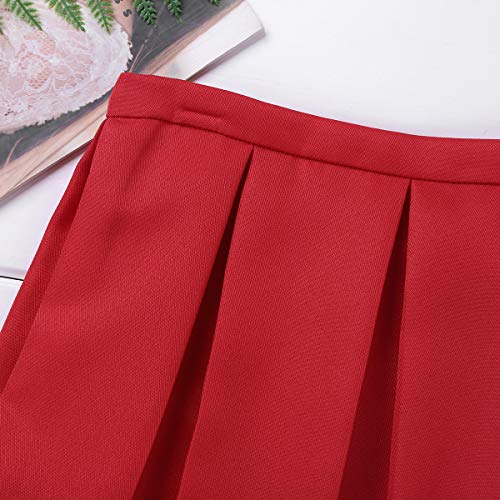 Agoky Girls Youth Box Pleated Cheerleading School Uniform Skirt Squad Cheer Leader Costume Red 5-6