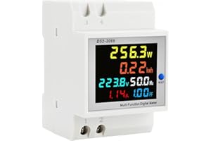 TKXEC Digital Single Phase Energy Meter Tester Electricity Usage Monitor AC 110V 40V~300V 100A Ampermeter Power Voltmeter Ammeter Voltage Amps Watt Kwh Frequency Power Factor Meter Multimeter (Built-in CT)