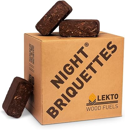 Lekto Woodfuels Night Briquettes 20kg 20 Bricks Up to 8 Hour Burn